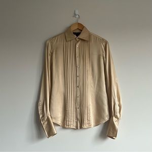 Ralph Lauren Black Label Silk button down shirt with pleated detail